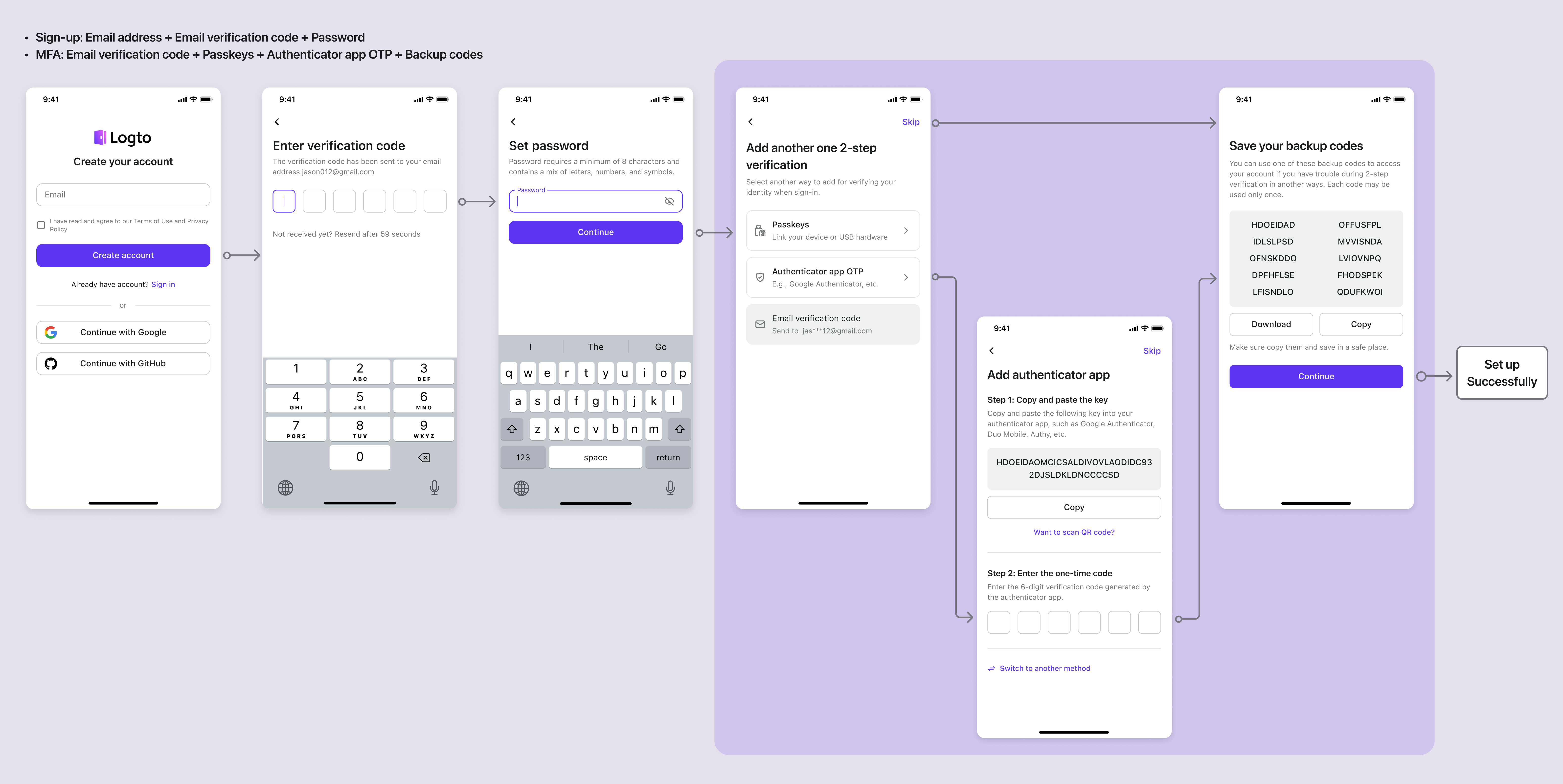 Email MFA setup flow 3